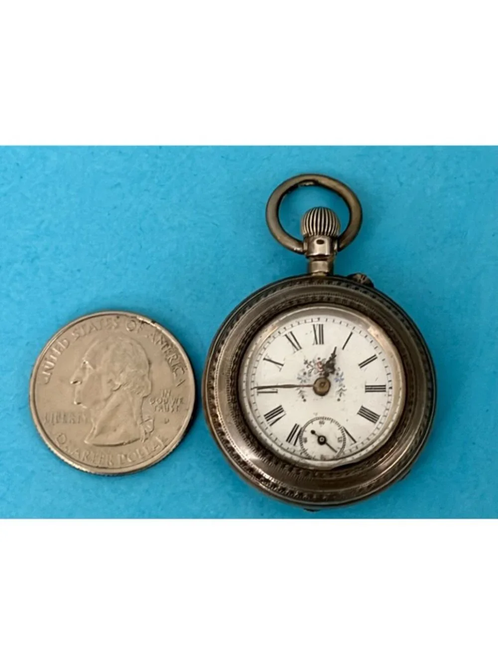 Enamel Swiss .800 Silver Case Pocket Watch Antique Engraved 4 parts / repair